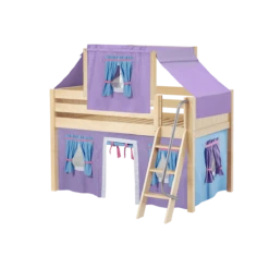 Maxtrix Twin Low Loft Bed With Angled Ladder, Curtain + Top Tent -Kids Furniture YANG27 NP 2b517ed2 3478 4bcf 8c95 5aba57d88344