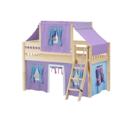 Maxtrix Twin Low Loft Bed With Angled Ladder, Curtain + Top Tent -Kids Furniture YANG27 NS 6c4a0914 6032 41ed 8e56 4fa69a643a5a