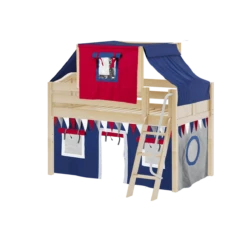 Maxtrix Twin Low Loft Bed With Angled Ladder, Curtain + Top Tent -Kids Furniture YANG44 NC 191545cd 002c 4934 b9d5 7707c16d17c9