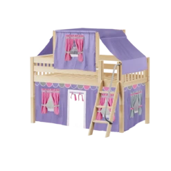 Maxtrix Twin Low Loft Bed With Angled Ladder, Curtain + Top Tent -Kids Furniture YANG56 NS f0300fe9 6cab 4b0b ac46 c14ec1986042